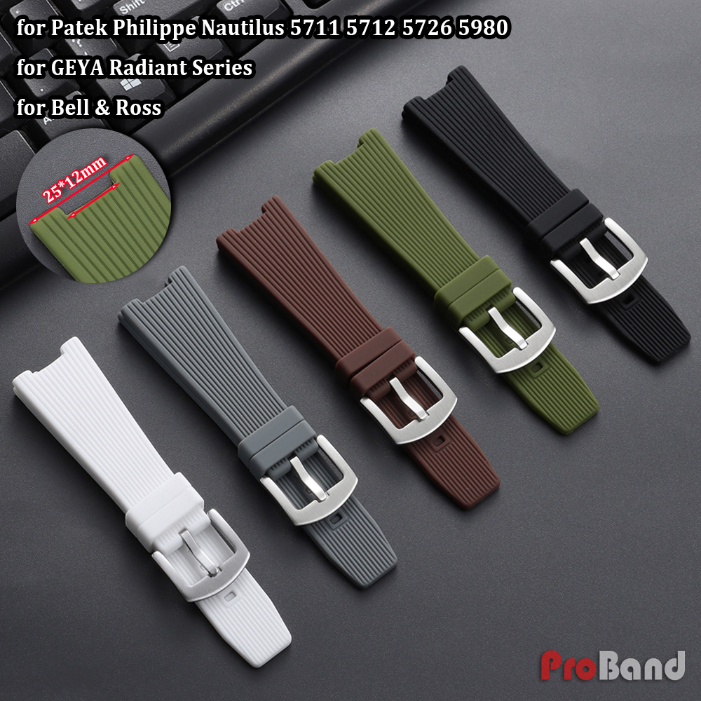 Patek Philippe Watch Nautilus - 25*12mm Silicone Watch Strap for Patek